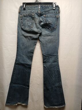Bebe Rhinestone Studded Back-Pocket Bootcut Jeans - Blue